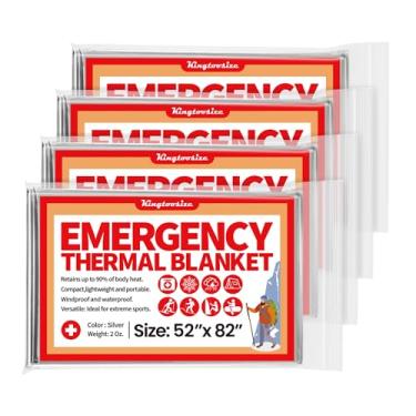 Imagem de KingtooSize Cobertor de emergência pacote com 4, cobertor de sobrevivência Mylar