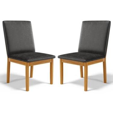 Imagem de Kit Com 2 Cadeiras Daniela Madeira Maciça Estofada Para Mesa De Jantar
