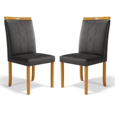 Imagem de Kit Com 2 Cadeiras Ana Madeira Maciça Estofadas Para Mesa De Jantar ma