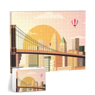 Imagem de PieceRelax Quebra-Cabeças De Arte Em Tela Para Adultos - Pôr Do Sol Sobre A Ponte Brooklyn Presente Exclusivo E Decoração Casa Com Quebra-Cabeça Plástico Sala Estar Quarto [Hn1304]