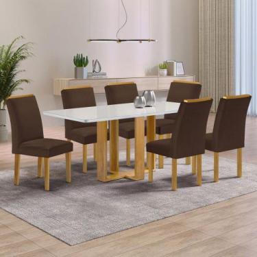 Imagem de Mesa de Jantar 6 Lugares Isadora Luisa com Vidro Cinamomo/Off White/Ve