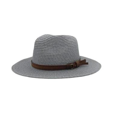 Imagem de Chapéu Panamá De Palha Respirável Reversível Estilo Cowboy Com Cinto D