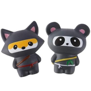 Imagem de Squishies Anboor Ninja Jumbo Panda e Fox para crianças, 2 unidades
