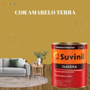 Imagem de Tinta Para Parede Acrílica Suvinil Clássica 800ml Cor Amarelo Lavável 