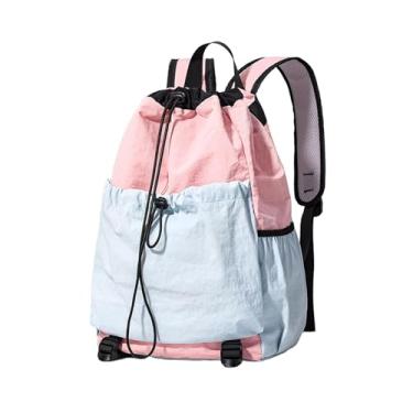 Imagem de oshhni Mochila com cordão para transporte, mochila multifuncional para tênis, bolsa para tênis, raquete de squash, academia, viagem, esportes, fitness, Azul Rosa