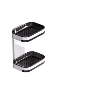 Imagem de Porta Sabonete Saboneteira Dupla de Parede com Adesivo Drenável para Banheiro 17x13x9 cm de Plástico