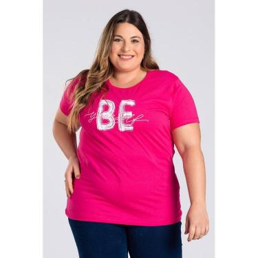 Imagem de T-shirt Feminina Plus Size Algodão c/ Estampa "BE yourself"