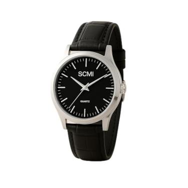 Imagem de Relogio feminino de Quartzo Clássico, Pulseira de Couro, Mostrador Branco, Pulso Social, Analogico, estiloso, elegante moderno (Prata e Preto)