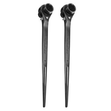 Imagem de HARFINGTON 2 peças de chave catraca para andaimes CR-V 19 mm x 21 mm CR-V 12 pontos soquete de extremidade dupla catraca para andaime spud ferramenta para reparo de automóveis manutenção mecânica