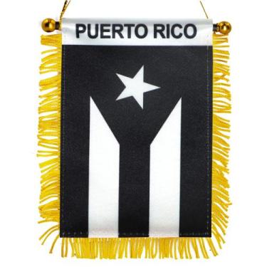 Imagem de Bandeira Anley Puerto Rico Fringy Window Pendurada 10x15cm