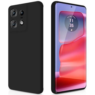Imagem de GiiYoon Capa para Motorola Edge 50 Pro, capa protetora de corpo inteiro com toque suave e sedoso, case à prova de choque com forro em microfibra - Preto