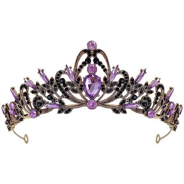 Imagem de Beaupretty Acessório de cabelo de coroa, tiara de sereia, tiaras de casamento, acessórios de cabelo preto, coroas de casamento, tiaras pretas para mulheres, tiaras de aniversário, coroas de noiva
