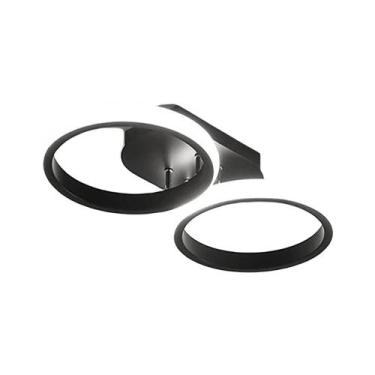 Imagem de Lâmpada De Teto LED Minimalista Preta Moderna Dupla Redonda Para Decor