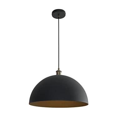 Imagem de Luminária pendente preta vintage 43 cm retro fazenda grande lâmpada pendente moderno industrial para comprimento de fio 190 cm para ilha de cozinha, quarto, sala de jantar, sala de estar, corredor
