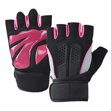 Imagem de 5R Luvas de levantamento de peso, luvas de ginástica de suporte de pulso, luvas de treino sem dedos, halterofilismo, flexões, remo, academia, homens e mulheres (vermelho, GG)