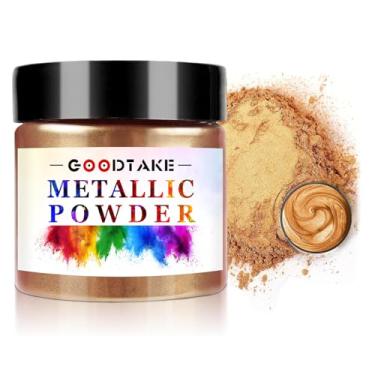 Imagem de GOODTAKE Pó de pigmento metálico ouro rosa para resina epóxi, pó metálico, tinta metálica de mica fina para unhas, materiais de arte, argila, bandeja, geleca, bombas de banho (ouro rosa, 59 g)