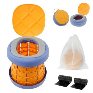 Imagem de Potty de viagem com 40 sacos de lixo assento de vaso sanitário portátil dobrável antiderrapante para treinamento cadeira de vaso sanitário conveniente para carro confortável assento de banheiro