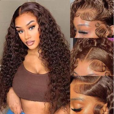 Imagem de Perucas frontais de renda WPPIKK Chocolate Brown Human Hair 28"