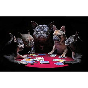 Imagem de DOUBLE TOP Jogo De Cartas Luta Cães Bulldog Francês, Imagem Divertida, Quebra-Cabeça Papelão Com 1000 Peças, Descompressão Para Adultos, Quebra-Cabeças Crianças, Decoração Parede Crianças