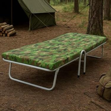 Imagem de Cama de Acampamento Dobrável Ideal para Camping Pescaria e Barracas Estrutura Reforçada em Tubo Metálico, Colchão Incluso e Design Portátil para Transporte Fácil e Máximo Conforto