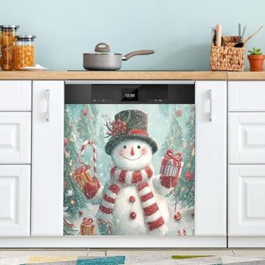 Imagem de Wusikd Árvore de Natal capa magnética para lava-louças, adesivo de lavadora de louças, painel de máquina de lavar louça, decalque para decoração de casa, cozinha, geladeira, máquina de lavar, ímã