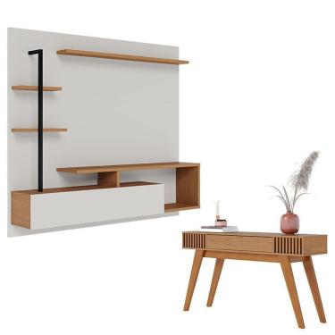 Imagem de Painel Para Tv Home Suspenso Maragogi Off White Freijó Com Aparador Riviera Freijó – Colibri