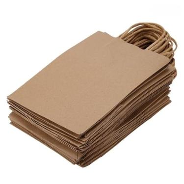 Imagem de MUNEFE 25 PCS Kraft Paper Gifts Bag, sacos de papel com alças, sacos de presentes com alças para festas, compras, saída e outras ocasiões (Kraft paper)