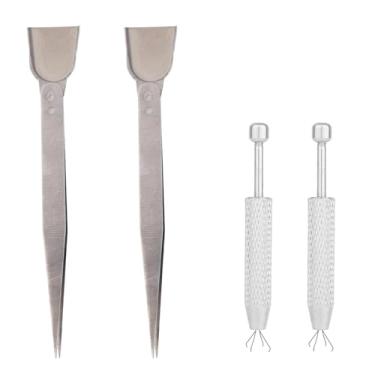 Imagem de 4pcs Kit Ferramentas Decoração Bolos, Ferramenta Aço Inoxidável Agarrar Granulados e Pinças em Forma Pá Caneta Pegar Granulados e Pinças Decoração Biscoitos para Bolo Cupcake Sobremesa Contas
