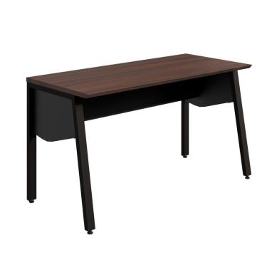 Imagem de Mesa Escrivaninha 135cm com Tampo Chanfrado e Pés Metálicos Industrial Executive Louro / Preto