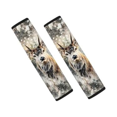 Imagem de SEANATIVE Capa de pescoço para assento de carro, capa de alça de assento de carro, almofadas de cinto de segurança, protetores de alça de ombro, capas reversíveis para carrinho de bebê, estampa de