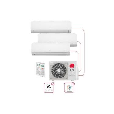 Imagem de Ar Condicionado Multi Split Inverter 3 ambientes (Hiwall 2X 9.000BTUS, 1X12.000BTUS) Quente/Frio WiFi integrado