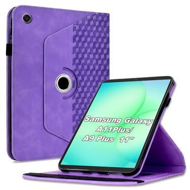 Imagem de Varohix Capa para Samsung Galaxy Tab A11 Plus/A9 Plus 27.9 cm (SM-X210/X216/X218), capa protetora de couro PU com rotação de 360 graus com hibernar/despertar automático, porta-cartão e alça de ombro