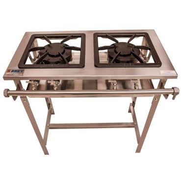 Imagem de Fogão 2 Bocas Duplas Inox Stand Metal Brey Baixa Pressão 102-2D I