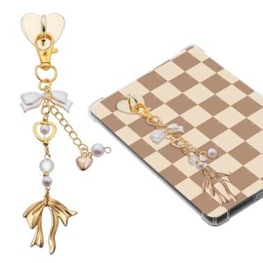 Imagem de sunla Correntes charmosas para Kindle, lindas pulseiras de telefone E-reader acessórios presente para leitores amantes de livros mulheres para Kindle/telefone/câmera/decoração de bolsa - laço dourado