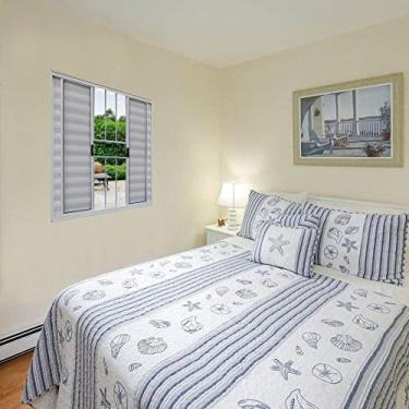 Imagem de Janela de Alumínio Veneziana 100x100cm 6 Folhas Grade Hale Esquadrias Branco