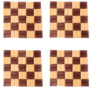 Imagem de Kit 4 Descanso de Panela,16 cm Panela de Bambu Quadrada, Descanso de Panela de Madeira, Descanso Panela Bambu Quadrada, Conjunto de 4 Descansos de Panela de Bambu Quadrada