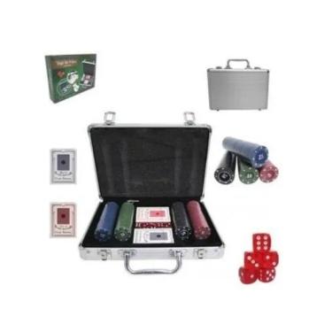 Imagem de Jogo De Poker 200 Fichas Numeradas 2 Baralhos 5 Dados Maleta