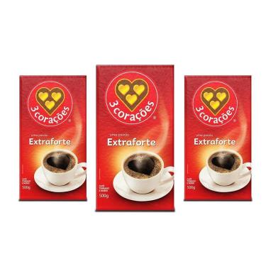 Imagem de Café 3 Corações Extraforte A Vácuo Kit 3 Pacotes 500G