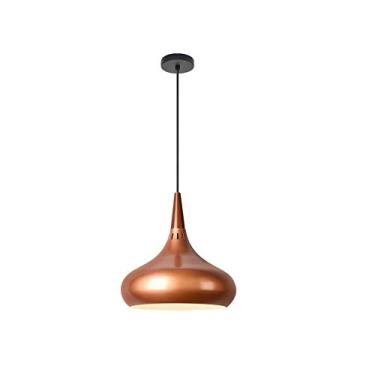 Imagem de Luminária pendente geométrica moderna com abajur de metal vazado para sala de estudo, varanda, cafeteria e quarto de hotel, lustre de teto elegante em preto e dourado