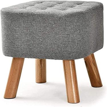 Imagem de Banqueta para pés, banquinho baixo, cadeira, cômoda, coberto, com capa de tecido de linho (quadrado 40 x 40 x 40 cm, cinza), cinza, quadrado 40 x 40 x 40 cm para decoração de casa