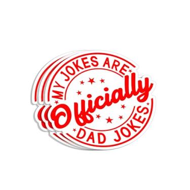 Imagem de (3 peças) My Jokes are Officially Dad Jokes Sticker Funny Dada Grandpa Papa Quotes Family Love Vinil Decalque para Tumbler Laptop Tablet Garrafas de Água Livros Telefone - Tamanho 7 x 7 cm