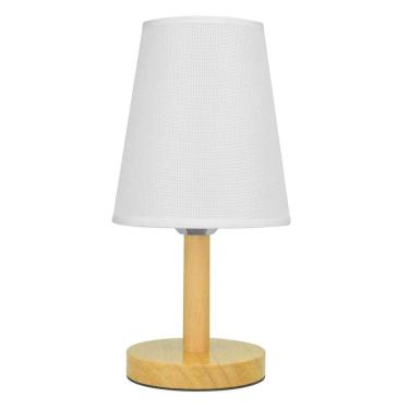 Imagem de Abajur de Mesa Quadrado Madeira 30x15cm Branco