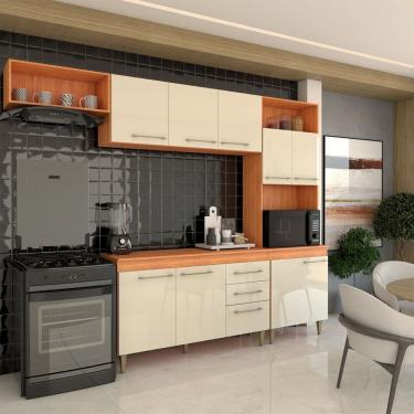 Imagem de Armário de Cozinha Vanessa 9 Portas 2 Gavetas Cinamomo/Off White - Panorama Móveis