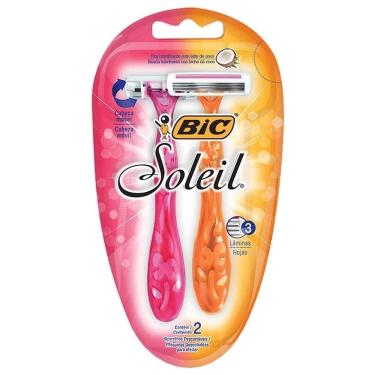 Imagem de Aparelho de Depilação Bic Soleil Feminino Corpo Rosa e Laranja - 12 Embalagens com 2 Unidades