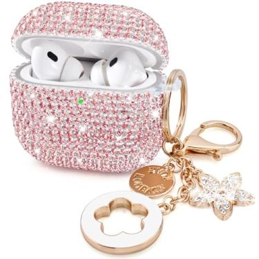 Imagem de Capa para Apple Airpods Pro 3 2025, VISOOM Bling Jewerly Airpods iPods Pro3 capas bonitas com glitter diamante Airpod iPod Pro3 capas strass AirPods iPods Pro 3ª geração Cas com chaveiro para mulheres
