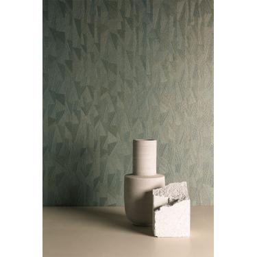 Imagem de Papel de Parede Muse Geométrico Verde e Dourado Metalizado MU3006