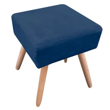 Imagem de Puff Banqueta Decorativo Pé Palito Natural Ibiza Suede Azul Marinho D03 - D'Rossi
