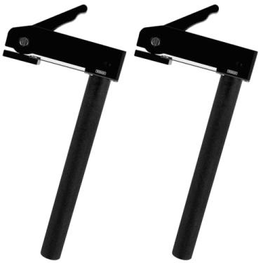 Imagem de KK 2 peças braçadeira de bancada de liga de alumínio 19/20 mm conjunto de grampos de furo ajustável mesa de marcenaria, fixação rápida, acessórios de marcenaria para bancada QUWUMGD (20 mm, preto)