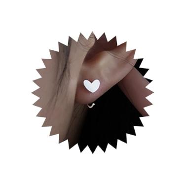 Imagem de Aneneiceera Brincos vintage de meia argola de coração pequeno prata brincos de coração torcido brincos de pressão boho amor coração aberto brincos de abraço joias para mulheres, Zinco, nah