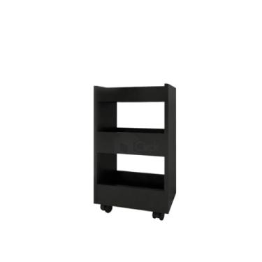 Imagem de Armário Balcão Banheiro De Chão Com 4 Rodinhas Multiuso(PRETO)
